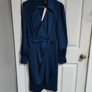 THEIA  Deep Blue Long Sleeve Dress